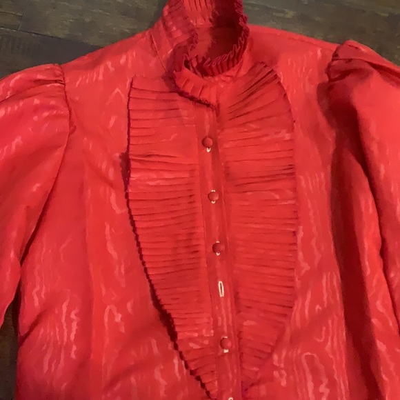 Beautiful Handmade custom made red blouse taffeta fabric blouse - Picture 5 of 10
